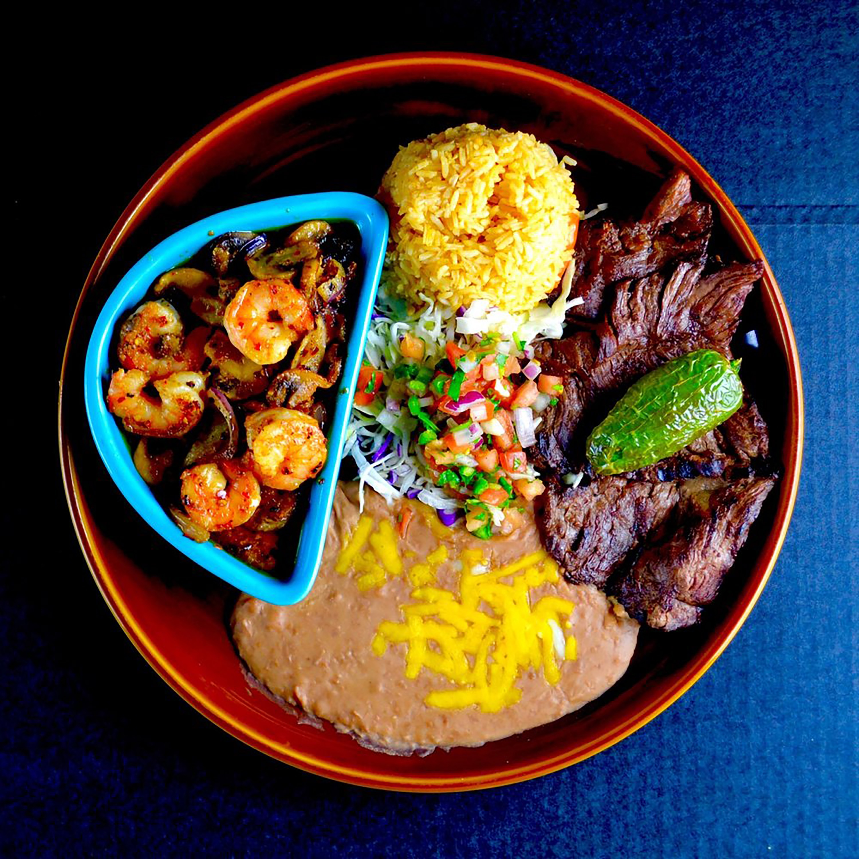 Shrimp and steak from Azteca Mexican Restaurant